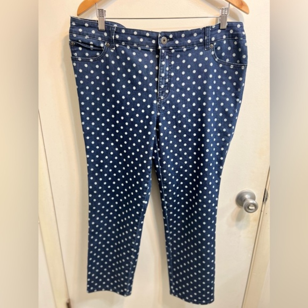Chico’s Platinum Denim White Polka Dot Jeans - Plus Size 25